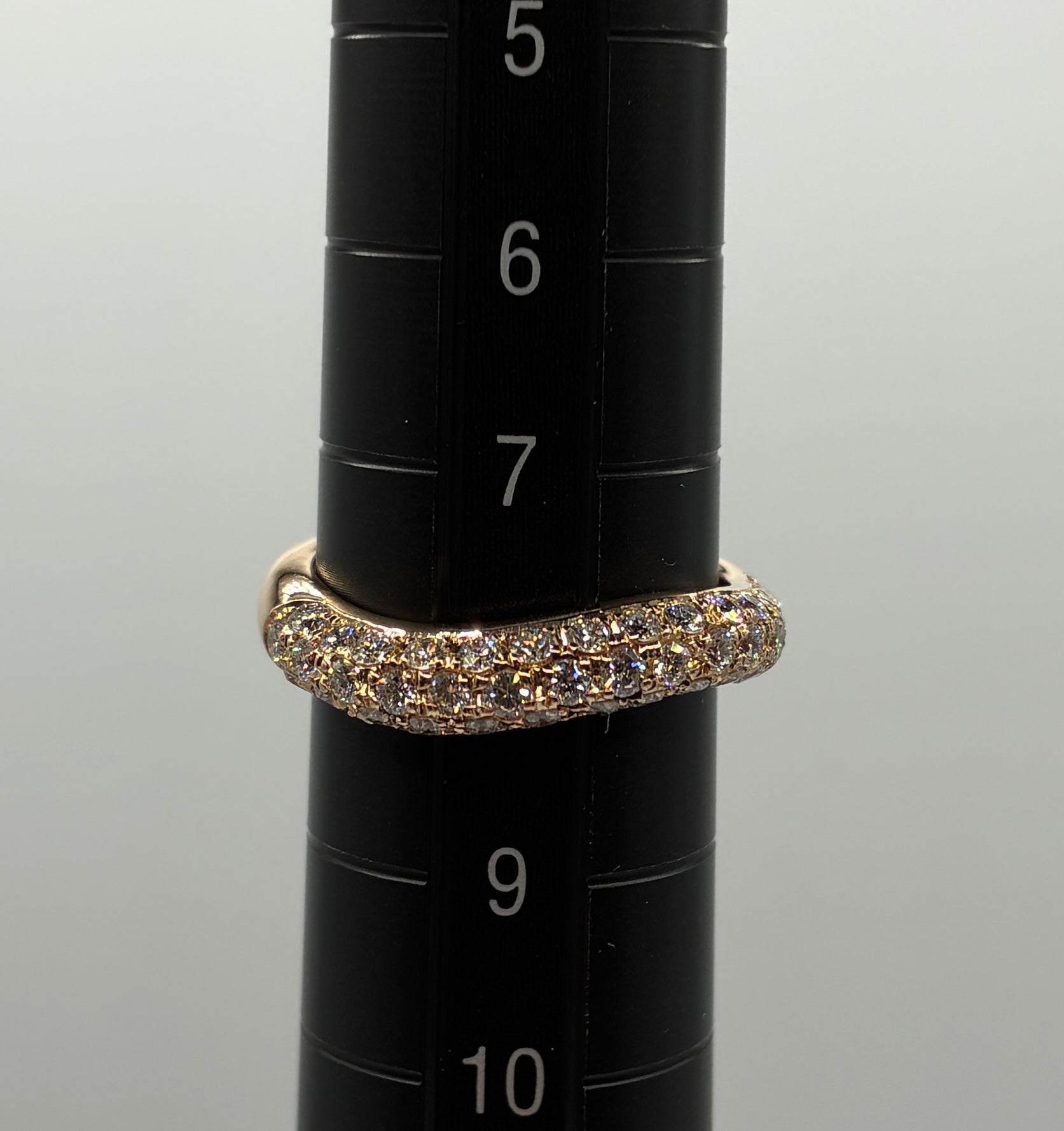 中古】K18 天然ダイヤモンド パヴェリング 0.686ct ウェーブデザイン