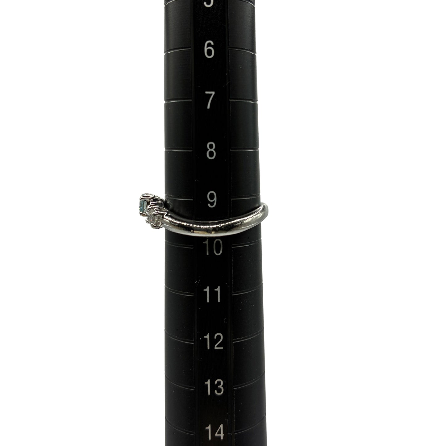 【中古】Pt900 ブルーグリーンダイヤモンドリング 0.14ct＋ダイヤ0.16ct｜CGL鑑別書付