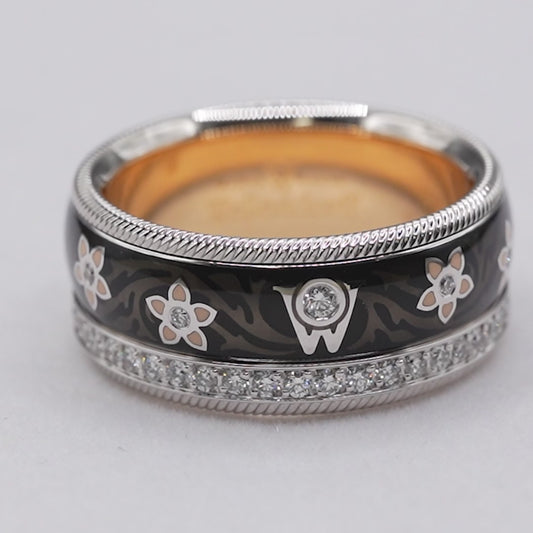 【中古・美品】ウェレンドルフ ブラックシルク Ref.606890 K18WG/YG ダイヤ0.55ct｜正規OH済・CGL鑑別書付